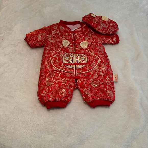 CRB Fashion NWT Oriental Design Romper with Matching Hat Size 52